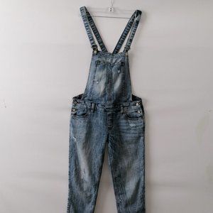 Gloria Jeans Girls Blue Sleeveless Raw Hem Dungarees Jeans Overalls Size S